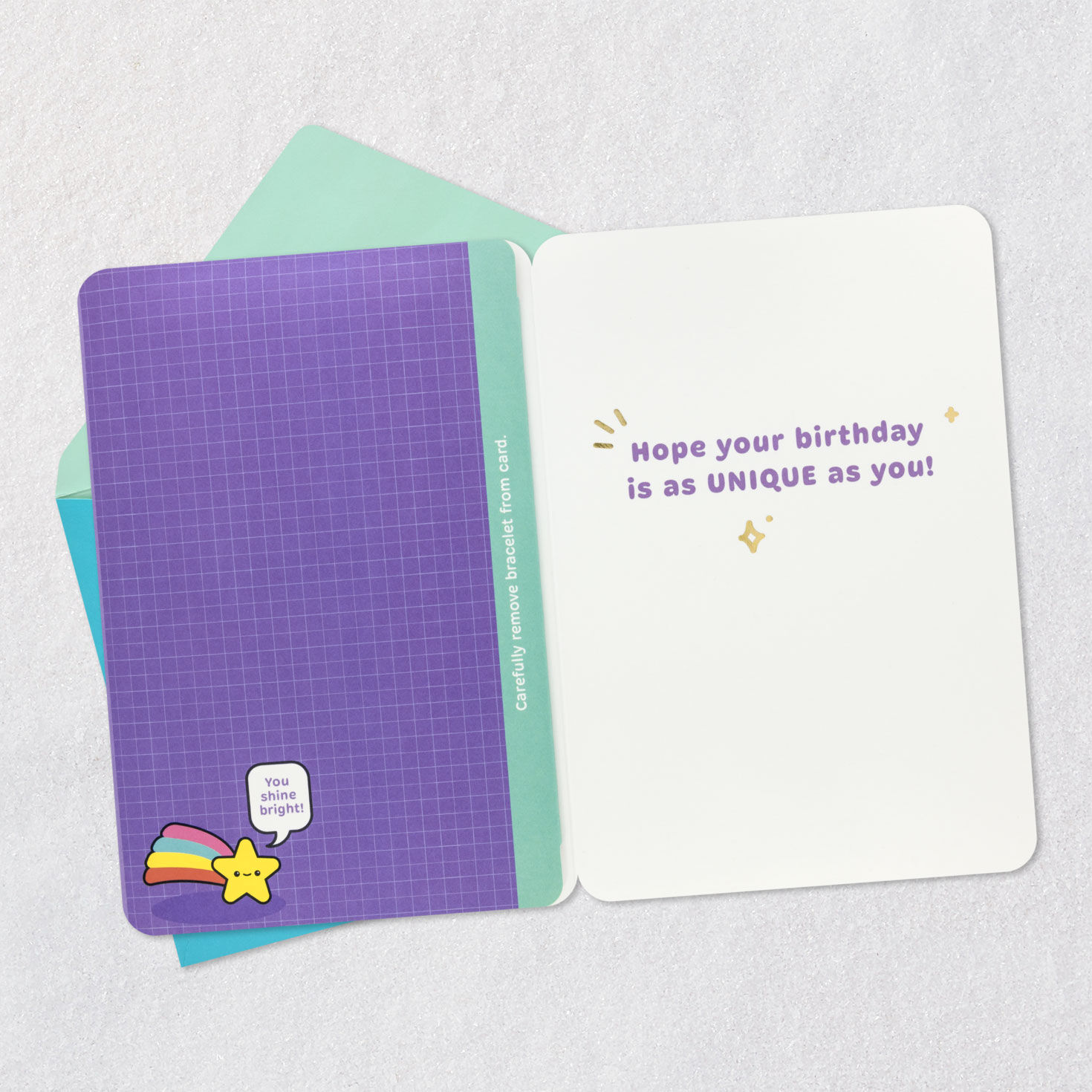 Happy Birthday Card With Rainbow Charm Bracelet Open card with envelope image number 3