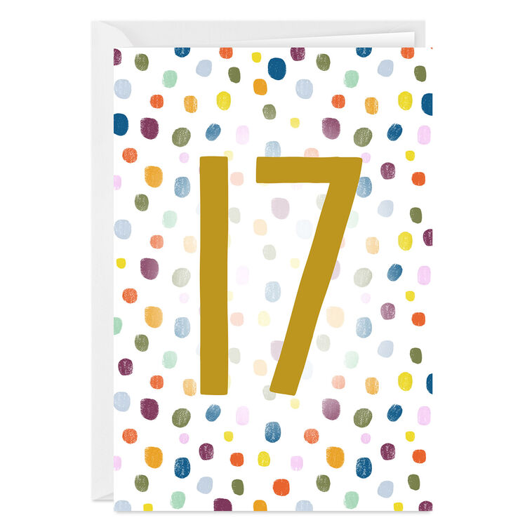 Personalized Colorful Confetti Number Milestone Card