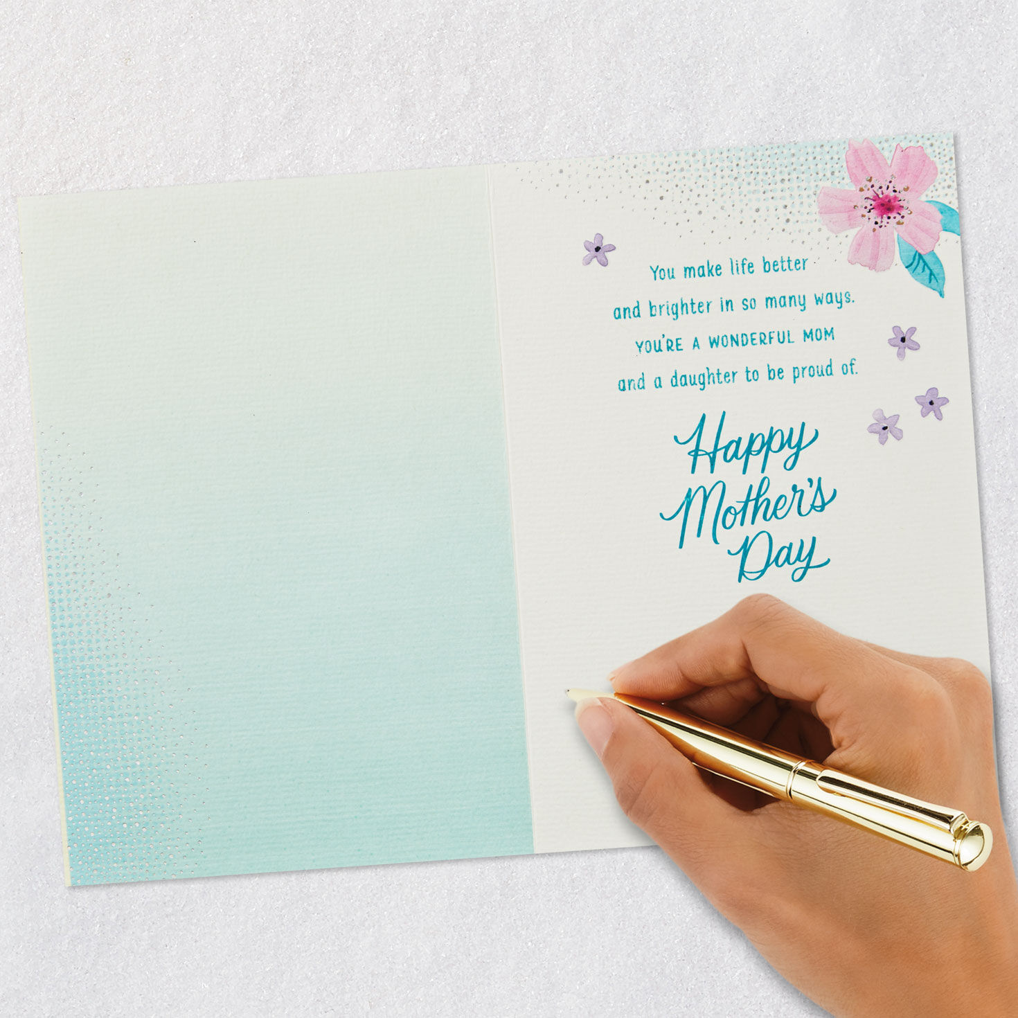 Pink and Peach Flowers Mother's Day Card for Daughter Signing card image number 6