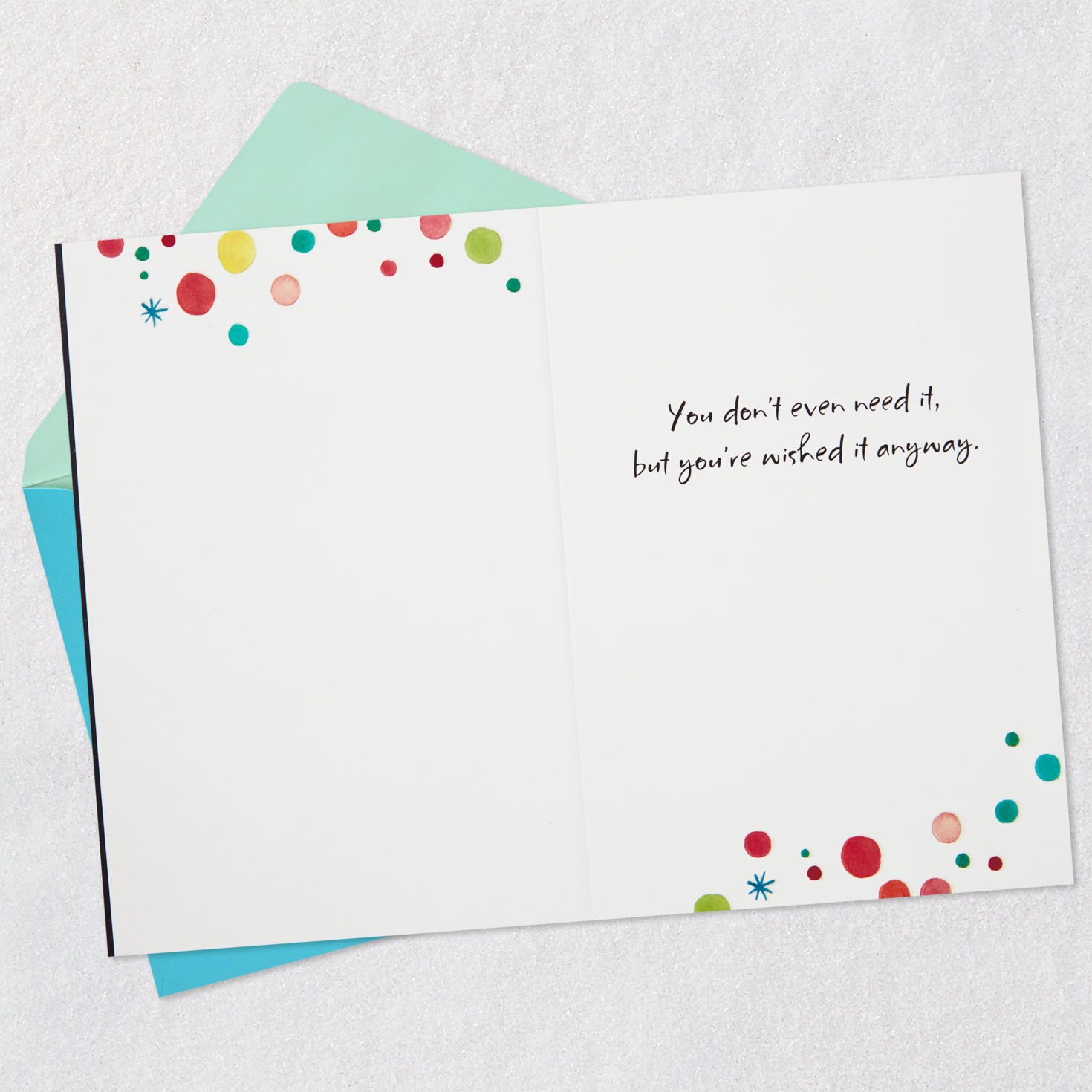 Confetti on Black Good Luck Card Open card with envelope image number 3