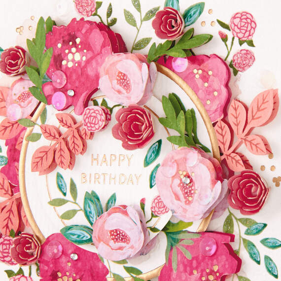 Layered Paper Floral Wreath Birthday Card for Her, , large image number 4