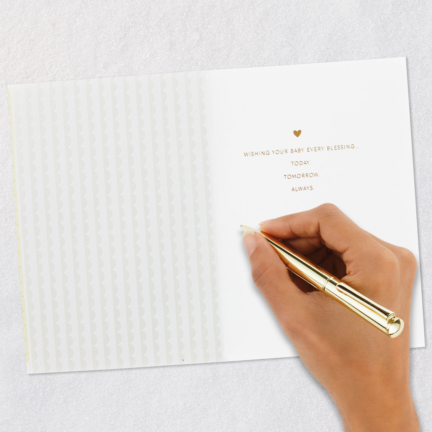 Removable Cross with Flowers on Yellow Baptism Card Signing card image number 7