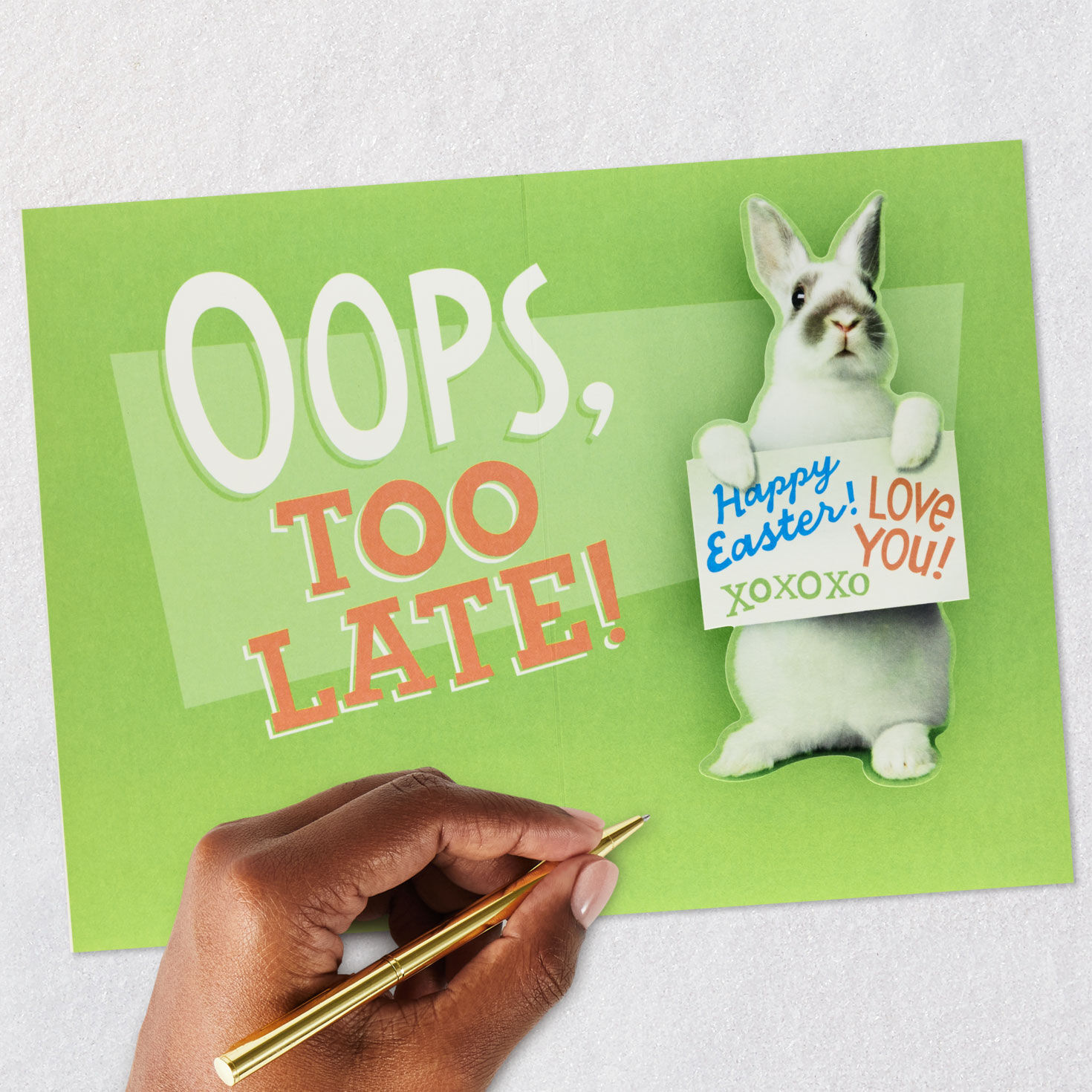 Green and Purple Lettering Gag Easter Card for Son signing card image number 6