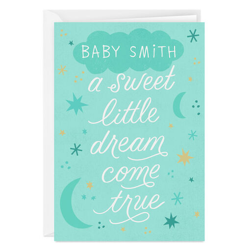 Personalized Sweet Little Dream New Baby Card, 
