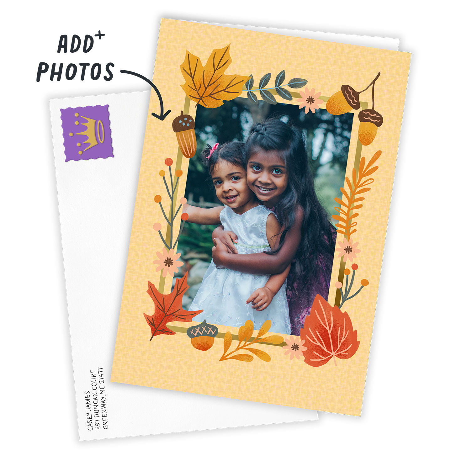 Fall Leaves Frame Custom Thanksgiving Card, , large image number 2