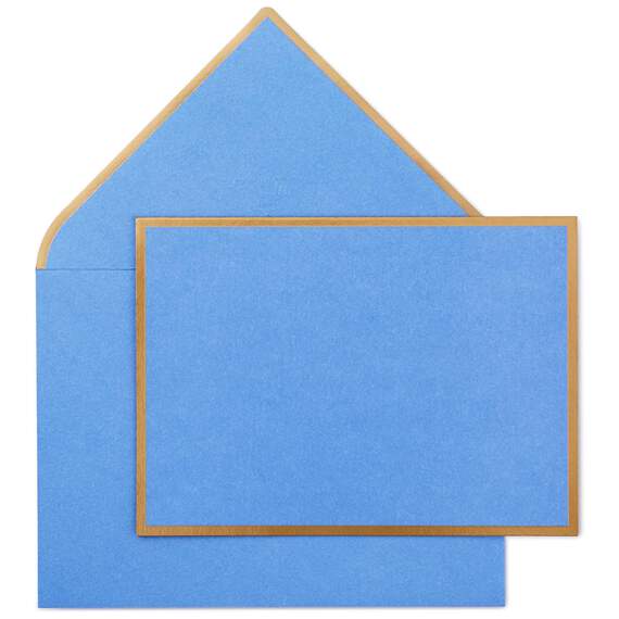 Blue and Gold Border Folded Note Cards, Box of 10, , large image number 1