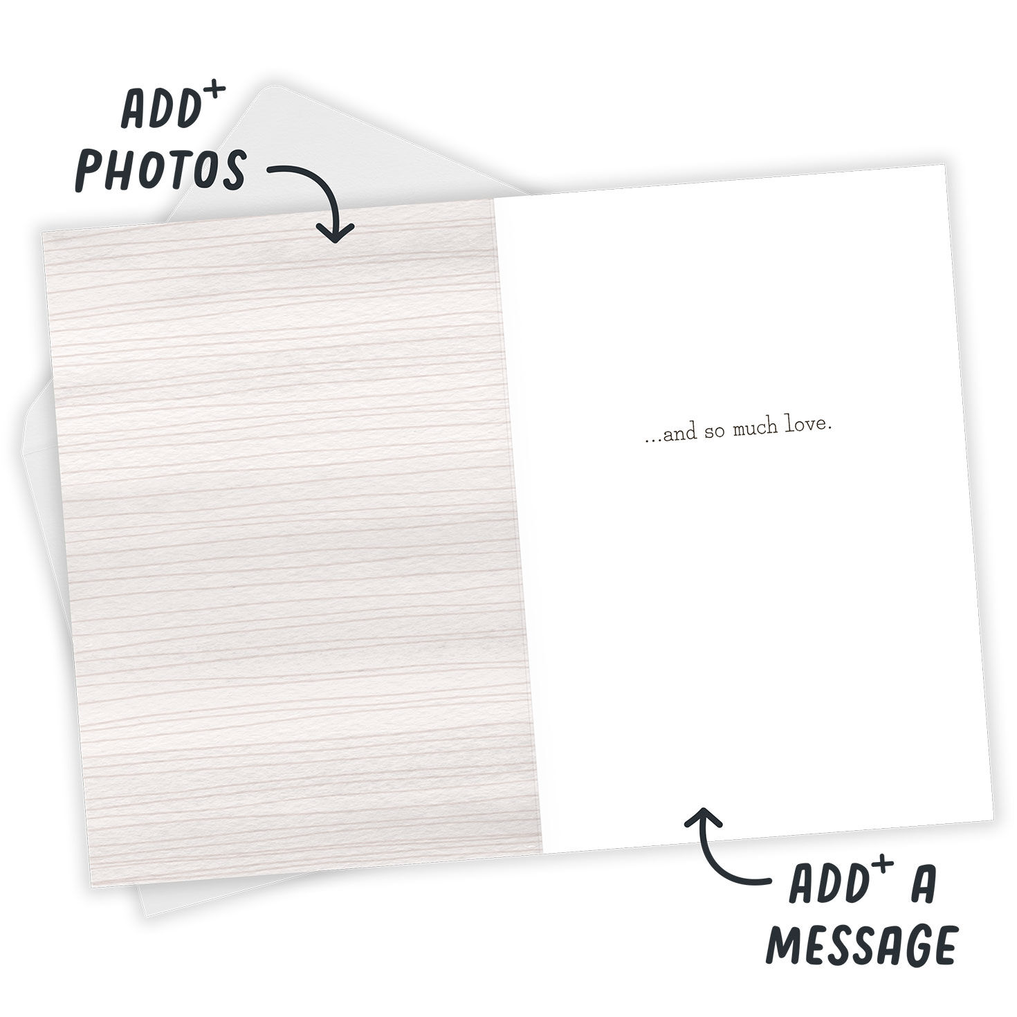 Photos on Wood Texture Personalized Father's Day Card Open Card with Envelope indicating personalization image number 4