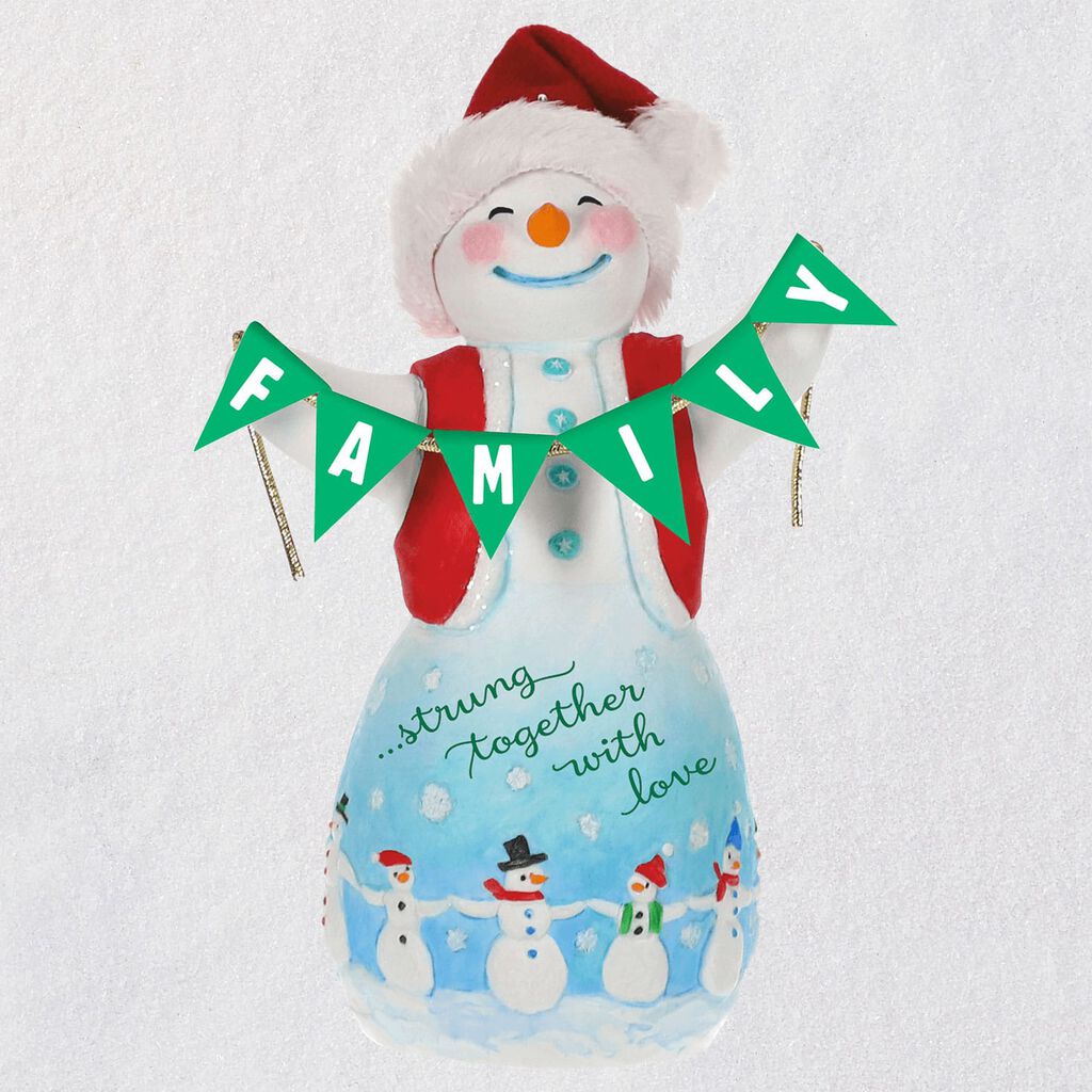 Family Love Snowman Porcelain Ornament