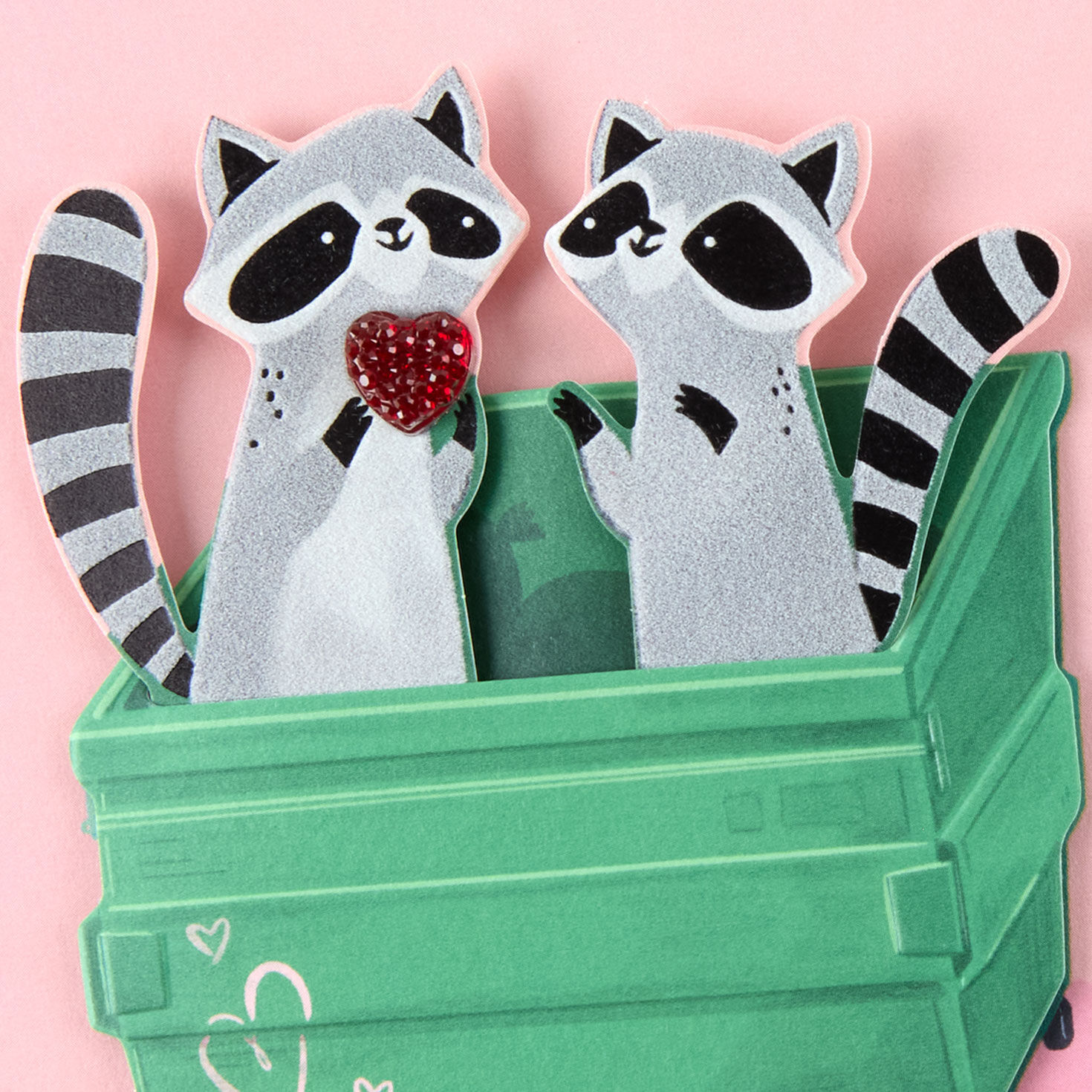 Raccoon Couple in Trash Bin Valentine's Day Card Card Front Detail image number 5