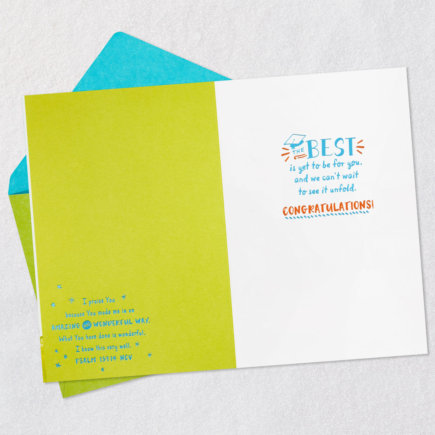 Grad in Grassy Field Religious Graduation Card Open card with envelope image number 4