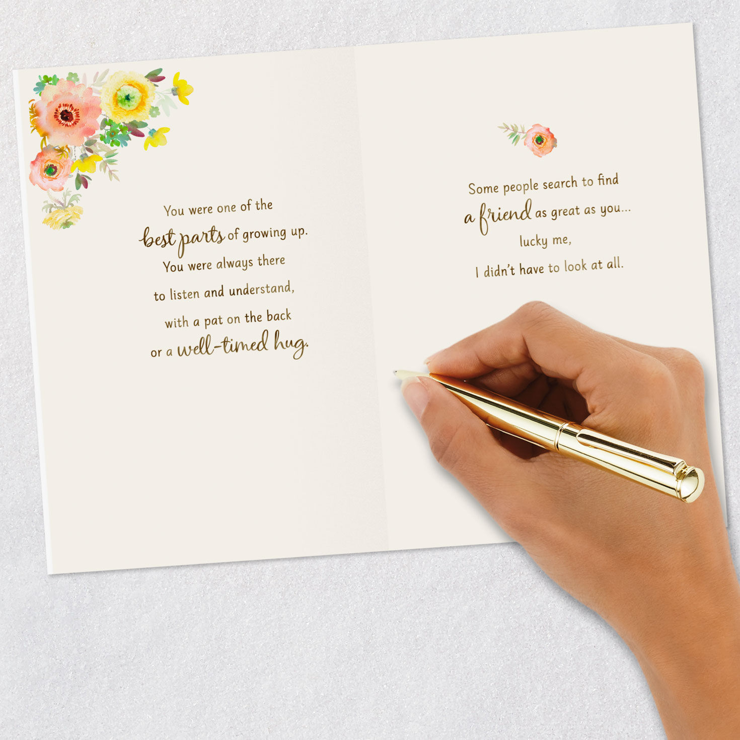 Peach and Yellow Flowers Easter Card for Sister Signing card image number 7