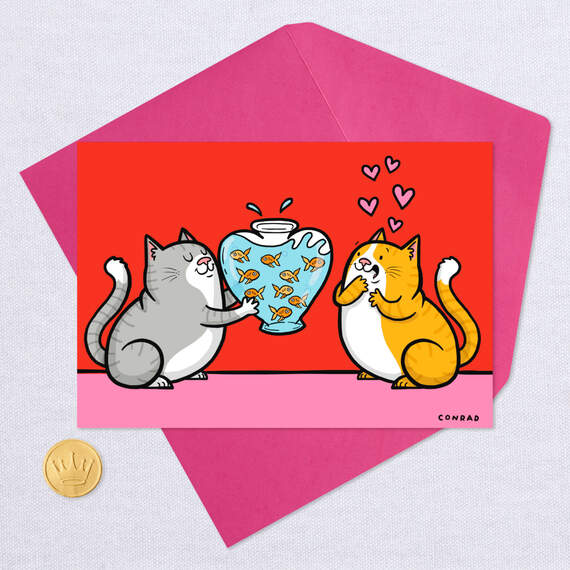 Happy Valentine Fishes Funny Valentine's Day Card, , large image number 5