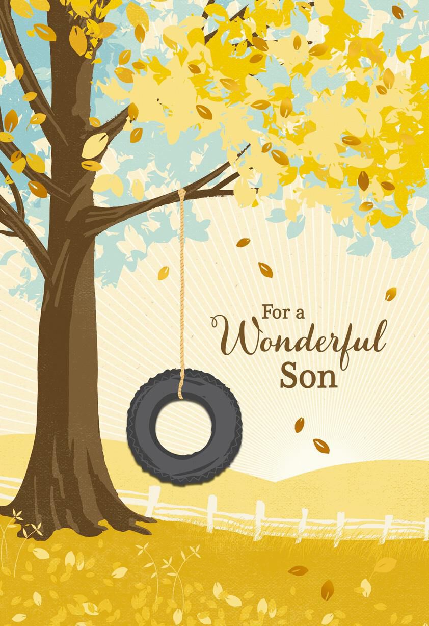 Tire Swing on Tree Birthday Card for Son