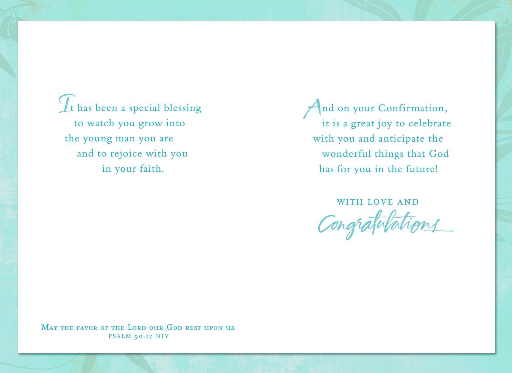 The Favor of the Lord Dove Confirmation Card for Nephew