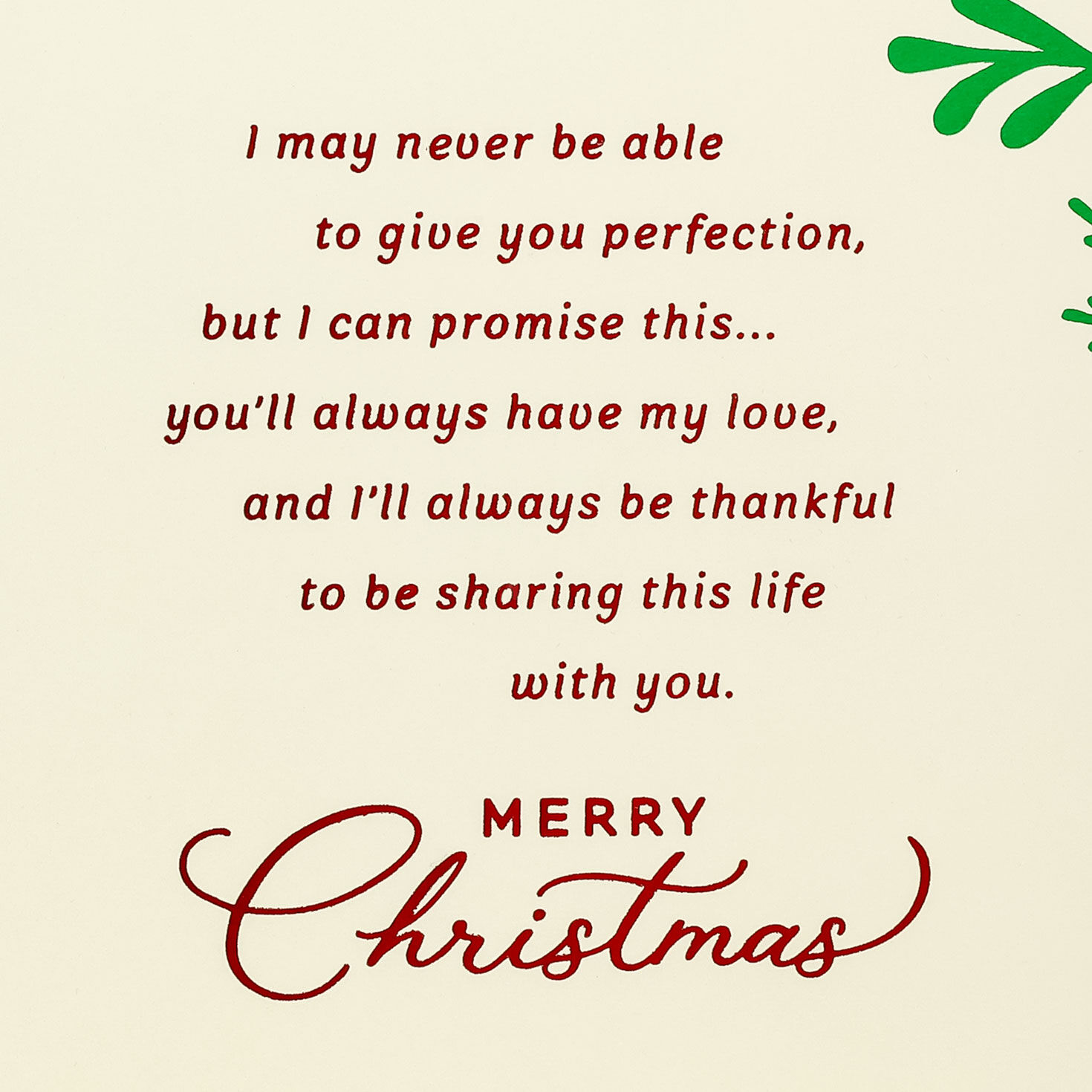 Jewel-Accented Greenery Christmas Card for Wife Sentiment image number 3
