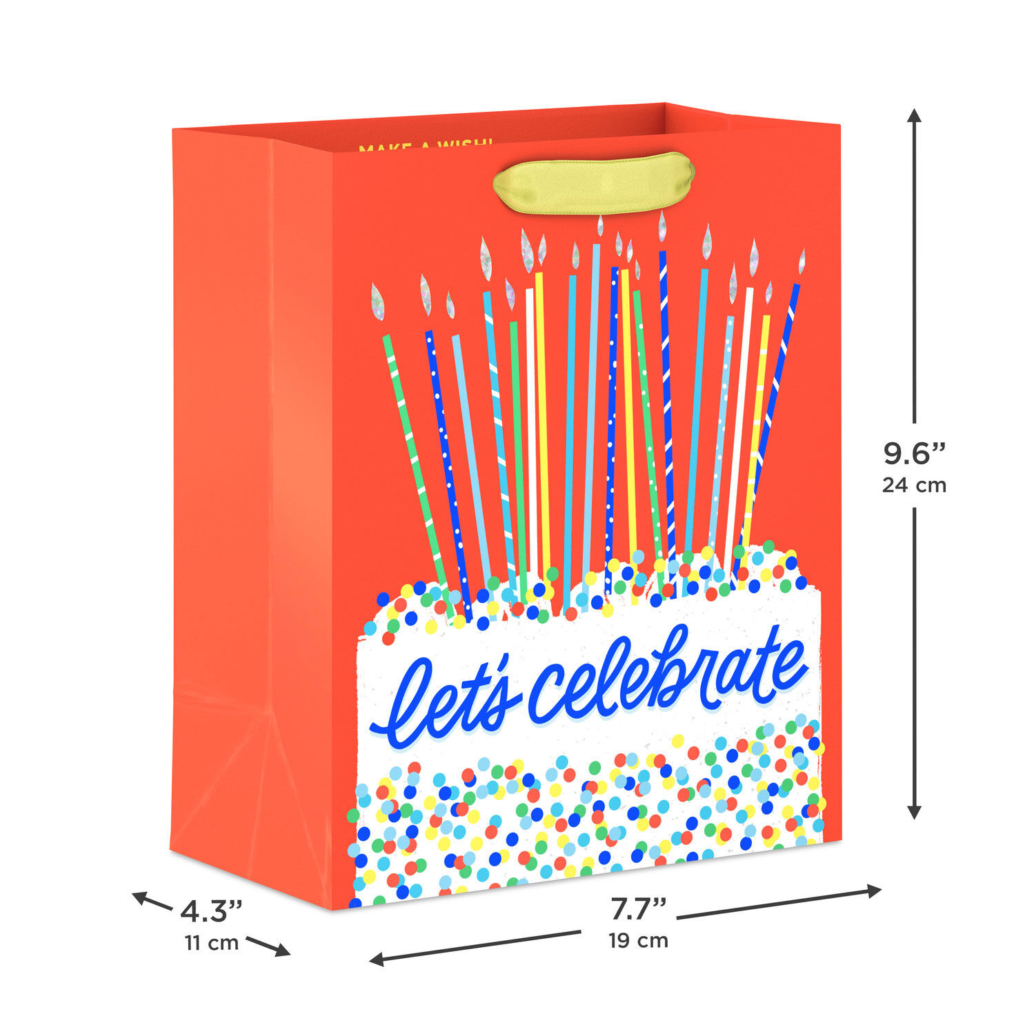 Tall Candles on Confetti Cake Medium Gift Bag measurement image number 3