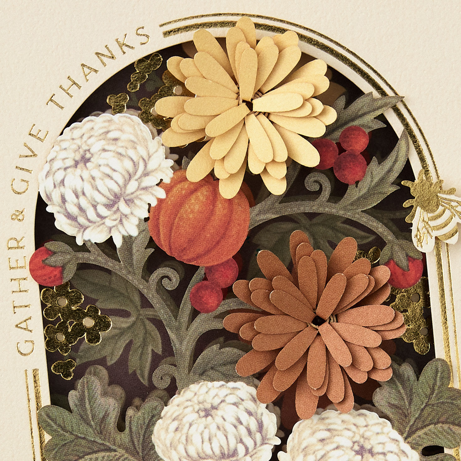 Pumpkins and Mums Thanksgiving Blessings Card Card Front Detail image number 4