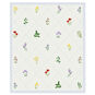 Cream Fleece Blanket With Flowers and Striped Border Flat image number 2
