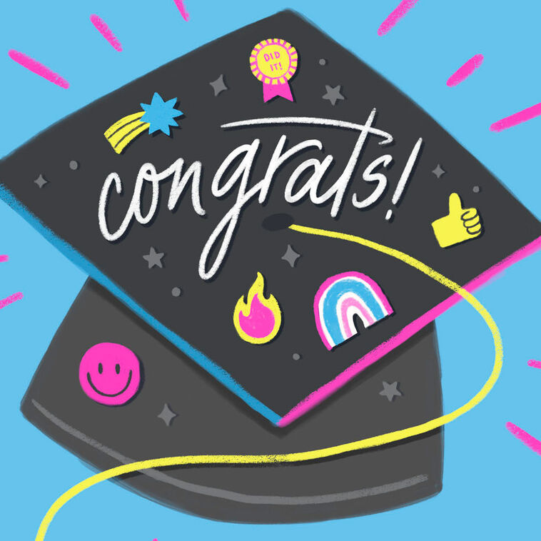 grad cap card Crochet Graduation Cap Applique for Handmade Card