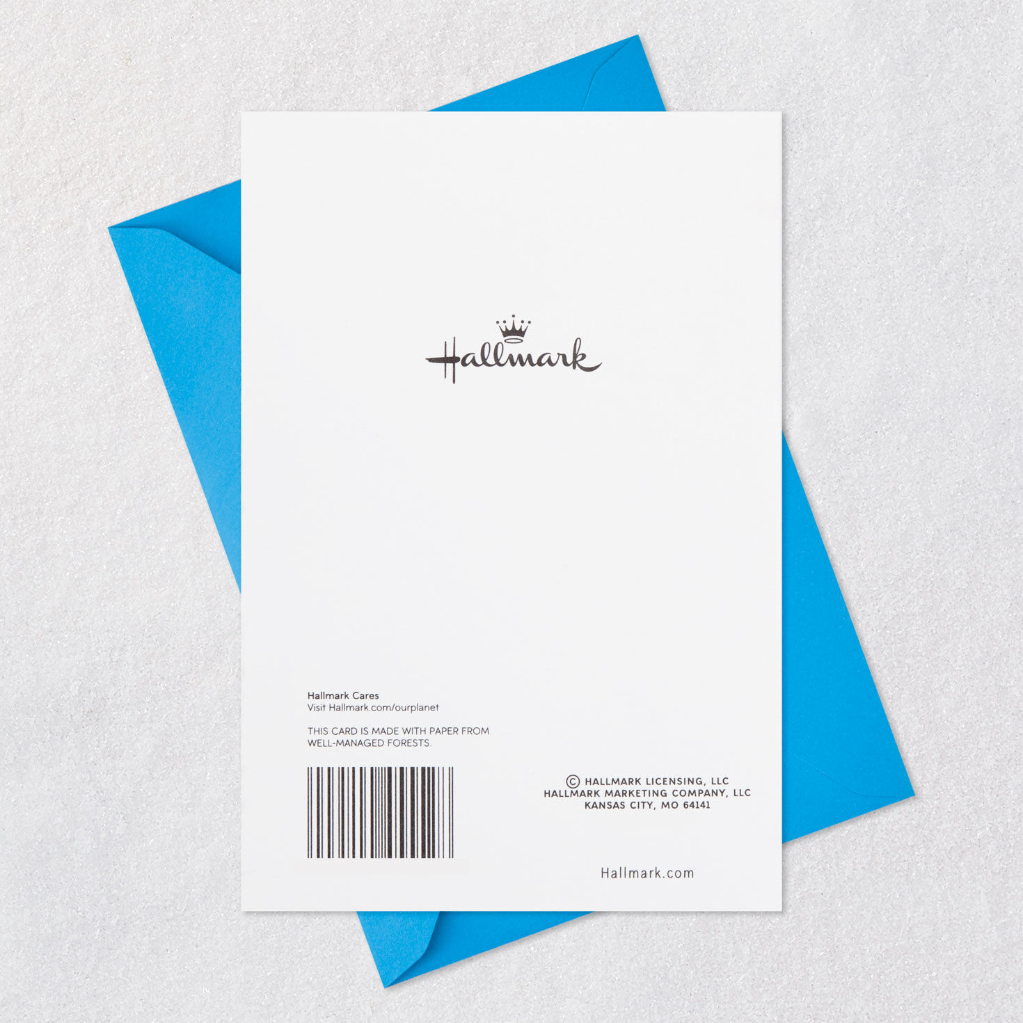 High Five Handprint on Blue Blank Congratulations Card Card Back with Envelope image number 6