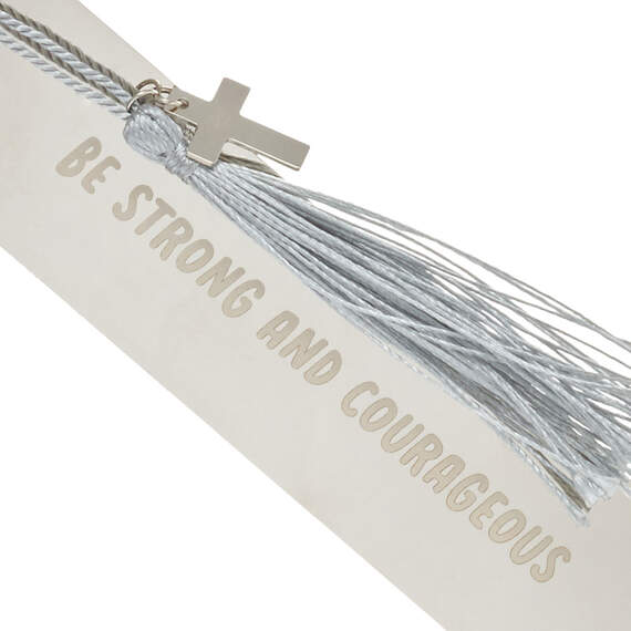 Be Strong and Courageous Metal Bookmark With Cross Charm, , large image number 2