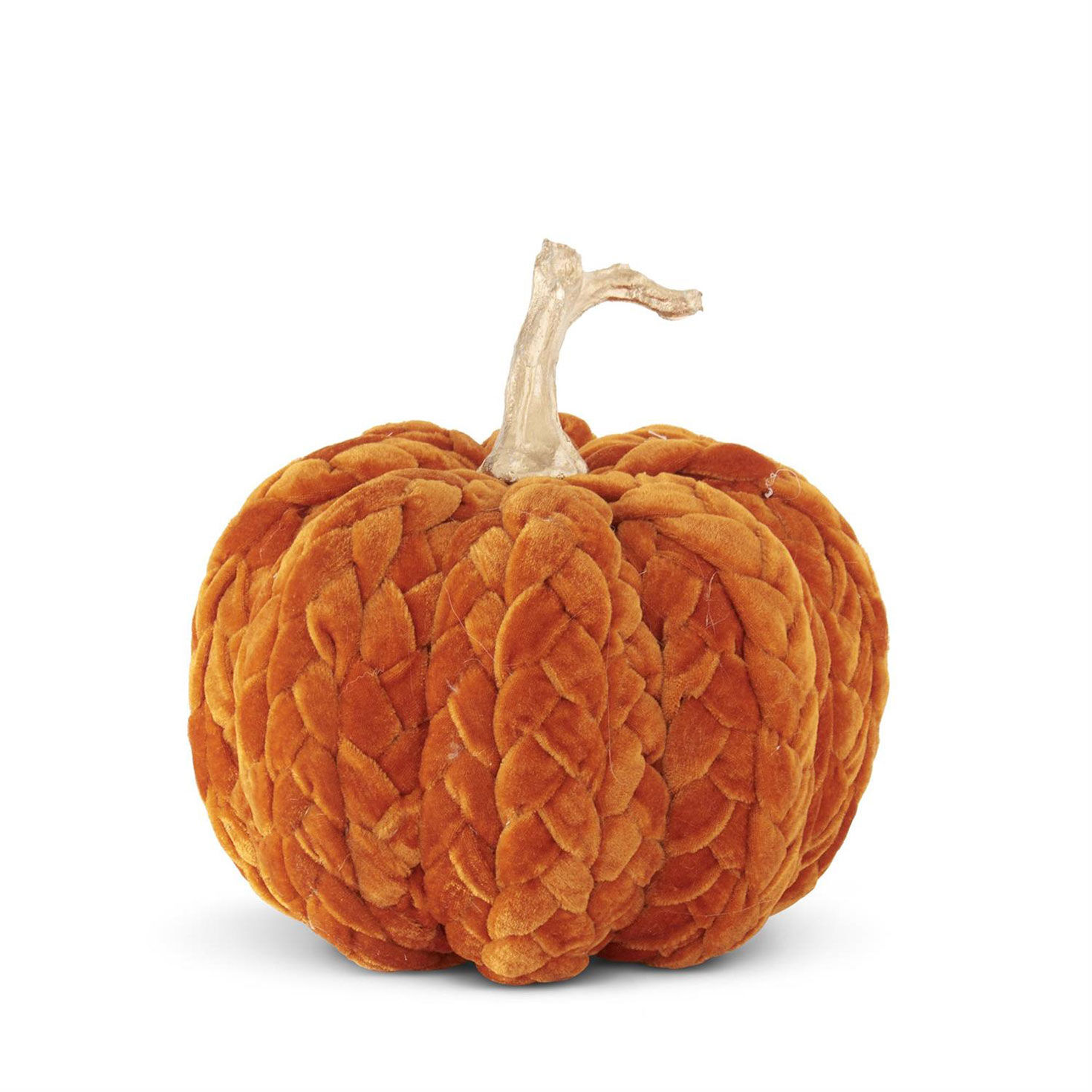 K&K Interiors Rust Orange Braided Fabric Pumpkin Decoration, 8"