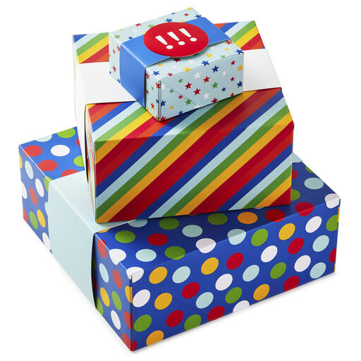4", 8" and 10" Birthday 3-Pack Gift Boxes With Bands, 