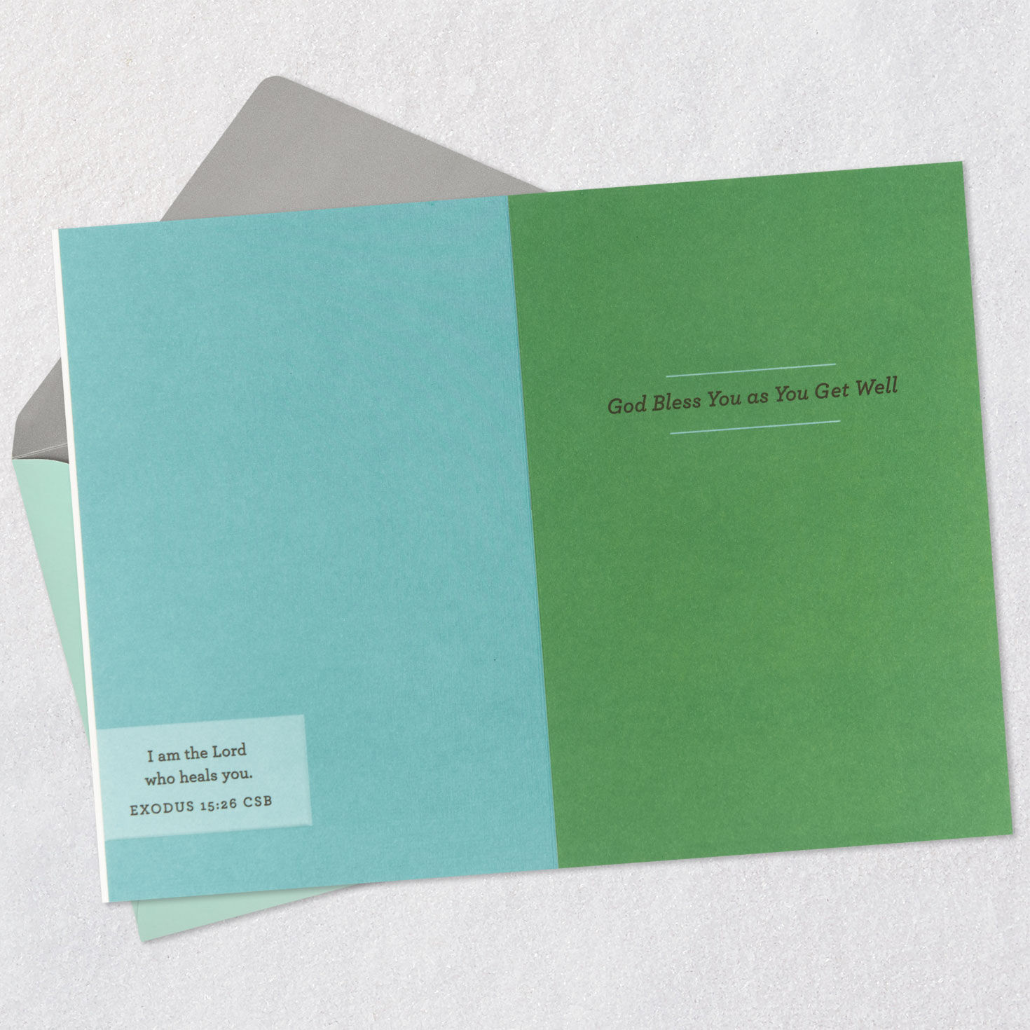 Sunshine in Tree Leaves Religious Get Well Card Open card with envelope image number 4