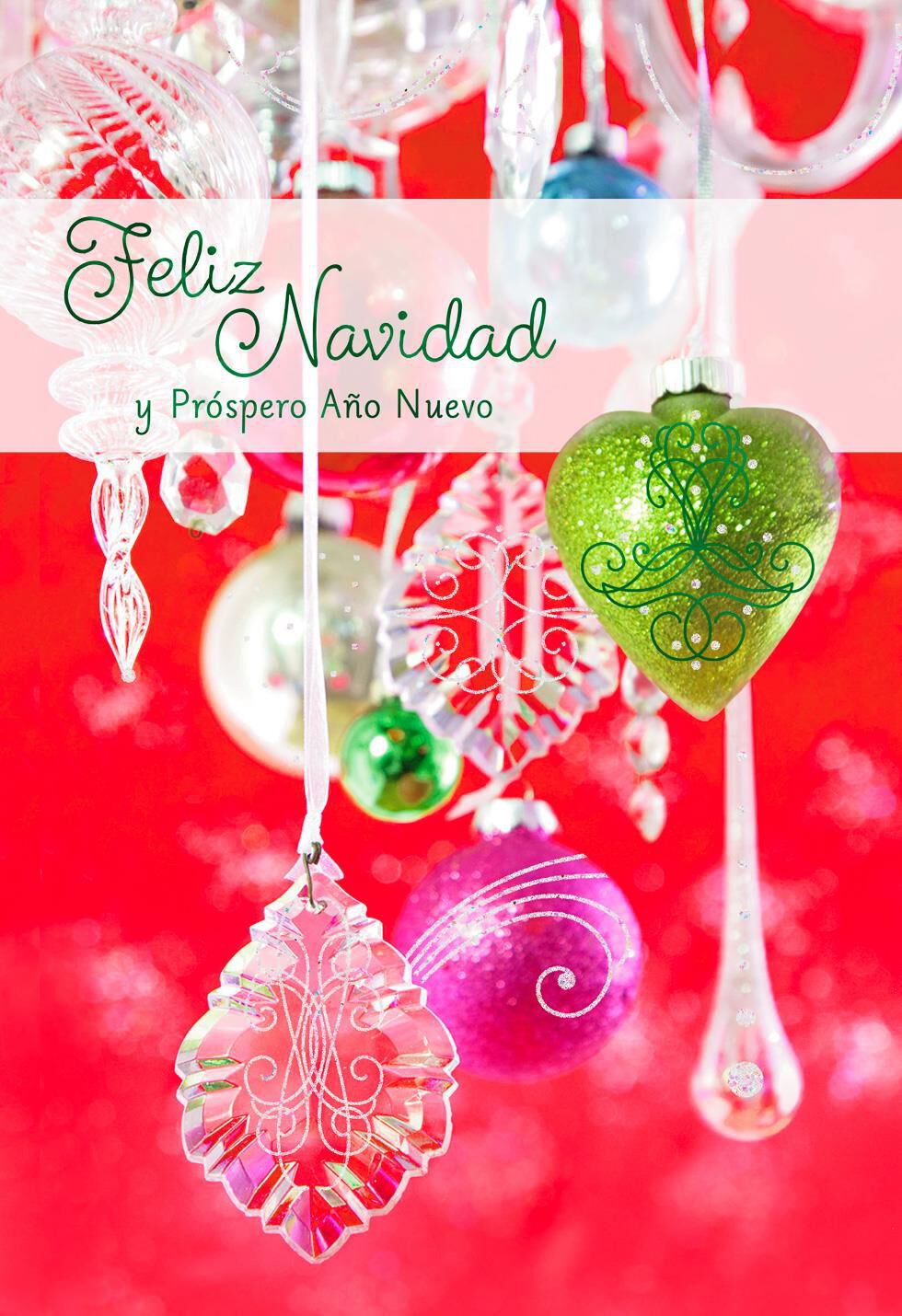 Hanging Ornaments Spanish-Language Christmas Card