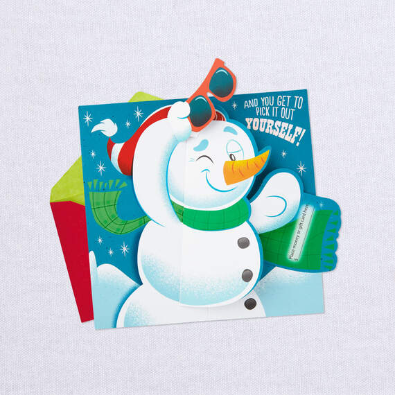 Cool Snowman Pop-Up Money Holder Christmas Card, , large image number 4