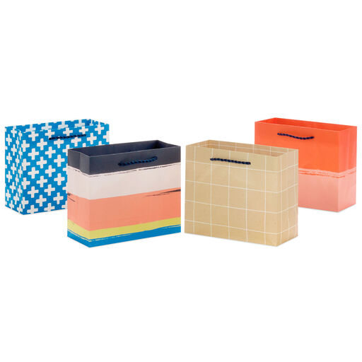 5.5" Assorted Modern Designs 4-Pack Small Horizontal Gift Bags, 