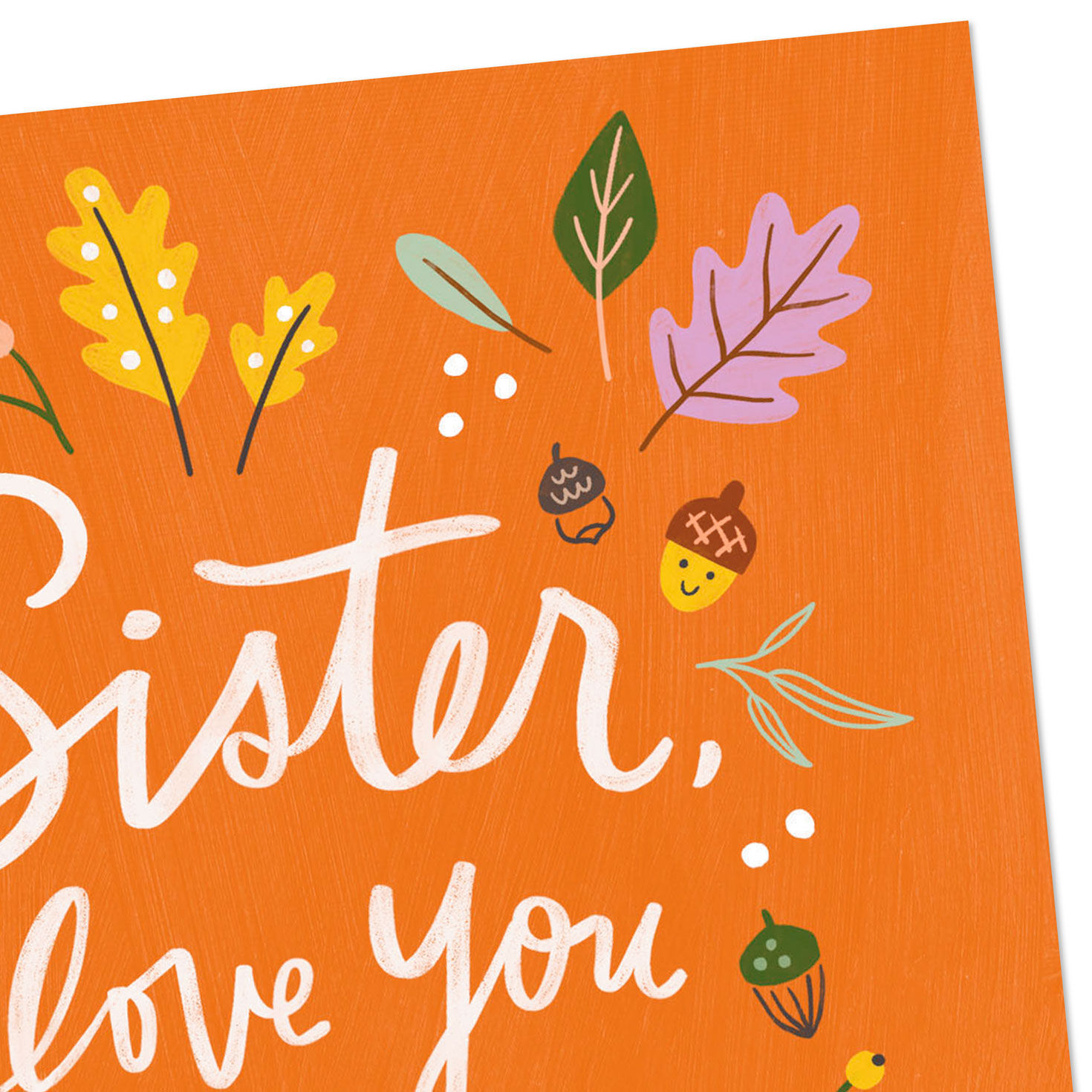 Fall Leaves and Acorns Thanksgiving Card for Sister and Family Card Front Detail image number 4