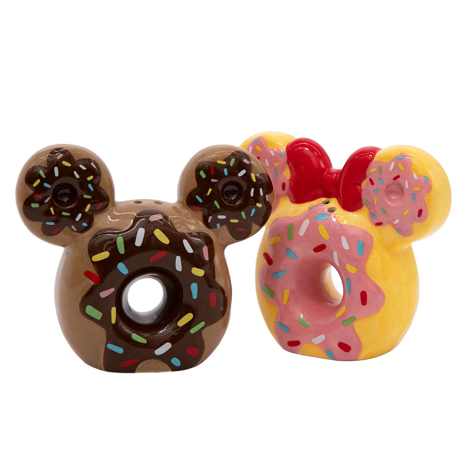 R Squared Disney Mickey and Minnie Donut Salt and Pepper Shakers, Set of 2