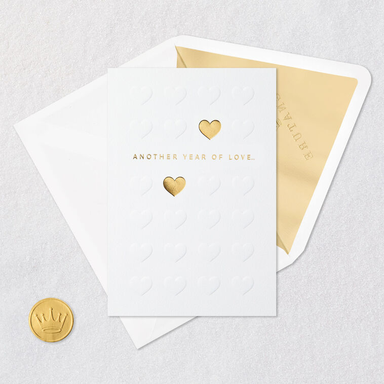 Embossed Hearts Signature Anniversary Card Card Front with Envelope and Gold Seal image number 6