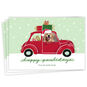 Dog in Red Car Personalized Holiday Photo Card front fanned image number 1