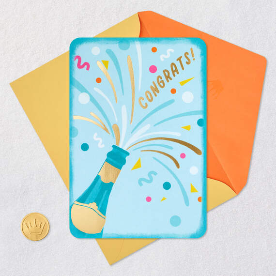 Bottle of Champagne and Confetti Congratulations Card, , large image number 5
