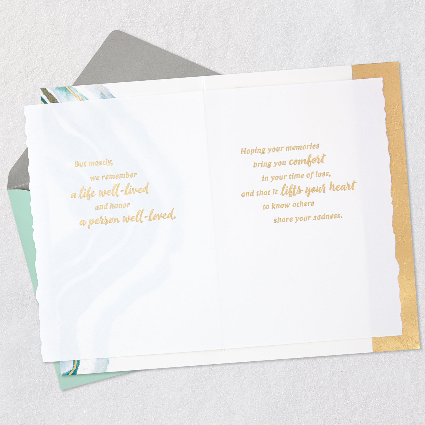 Blue Agate Sympathy Card Open card with envelope image number 4