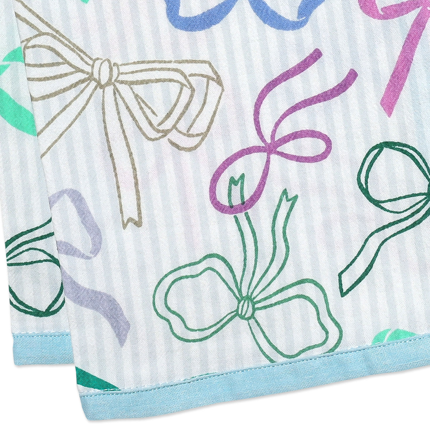 Striped Tea Towel With Bow Illustrations upclose detail image number 3