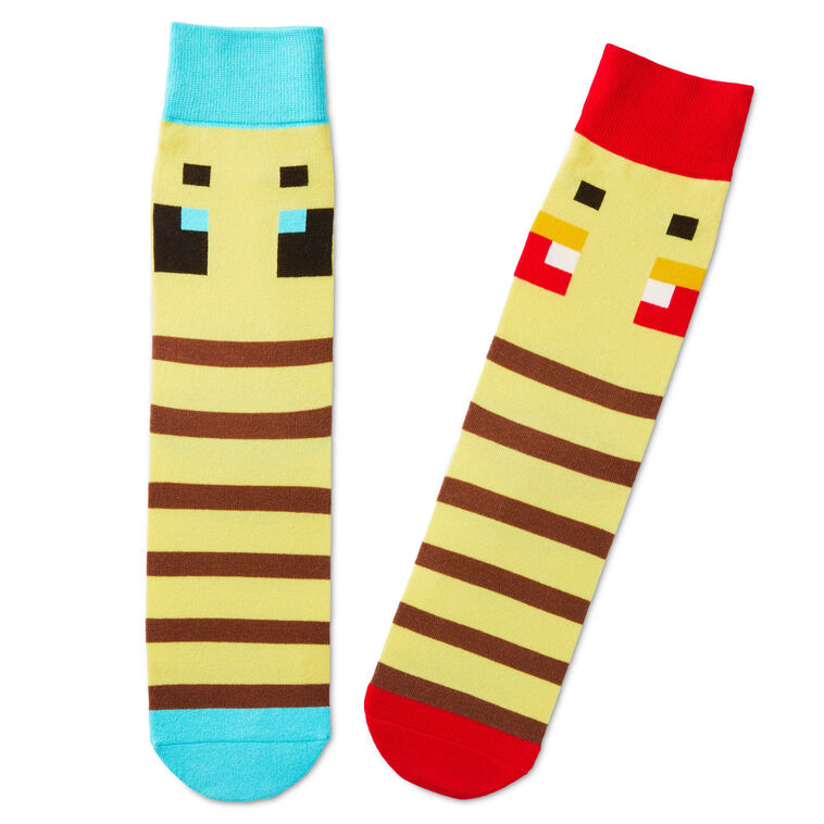 Minecraft Bee Novelty Socks, 2 Pair