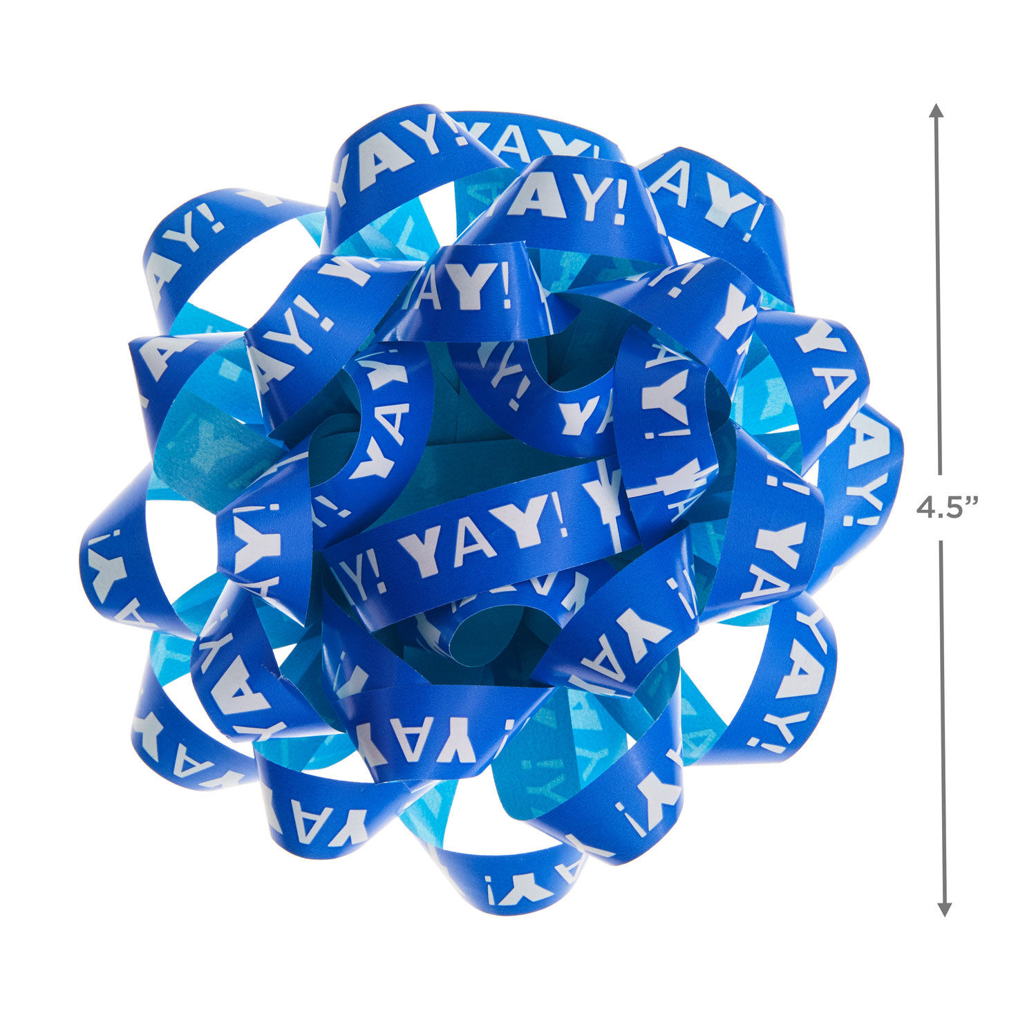4.6" Blue "Yay!"/Aqua Recyclable Gift Bow, Blue Yay! Aqua, large image number 2