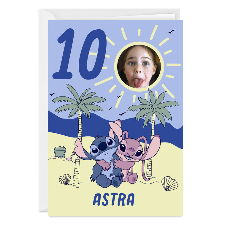 Disney Lilo & Stitch With Angel Custom Birthday Card