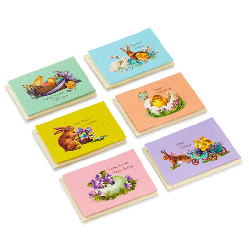 Vintage Bunnies and Chicks Boxed Easter Cards, Pack of 24, 