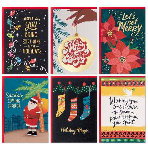 Vibrant Holidays Boxed Christmas Cards Assortment, Pack of 24, 
