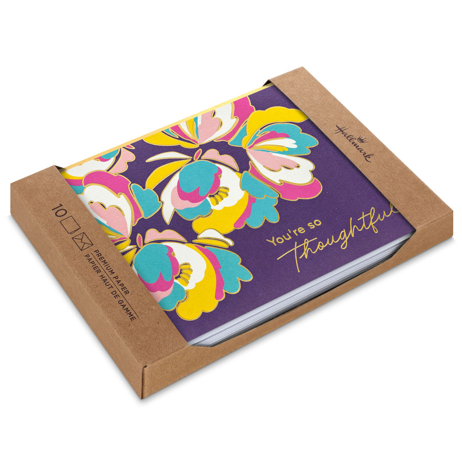 Vibrant Flowers on Plum Blank Thank You Notes, Pack of 10