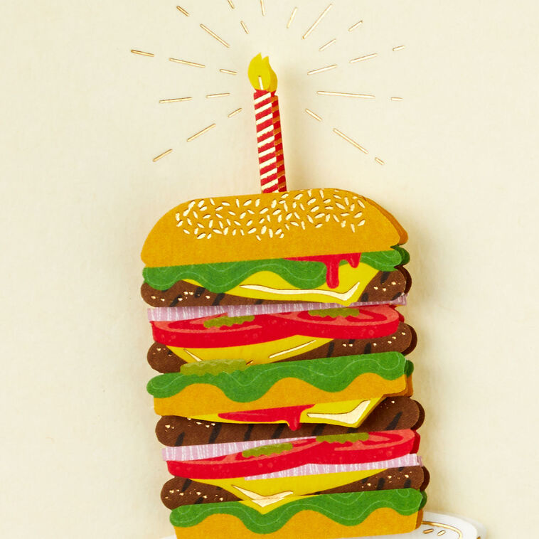 Cheeseburger With Candle Birthday Card Card Front Detail image number 4