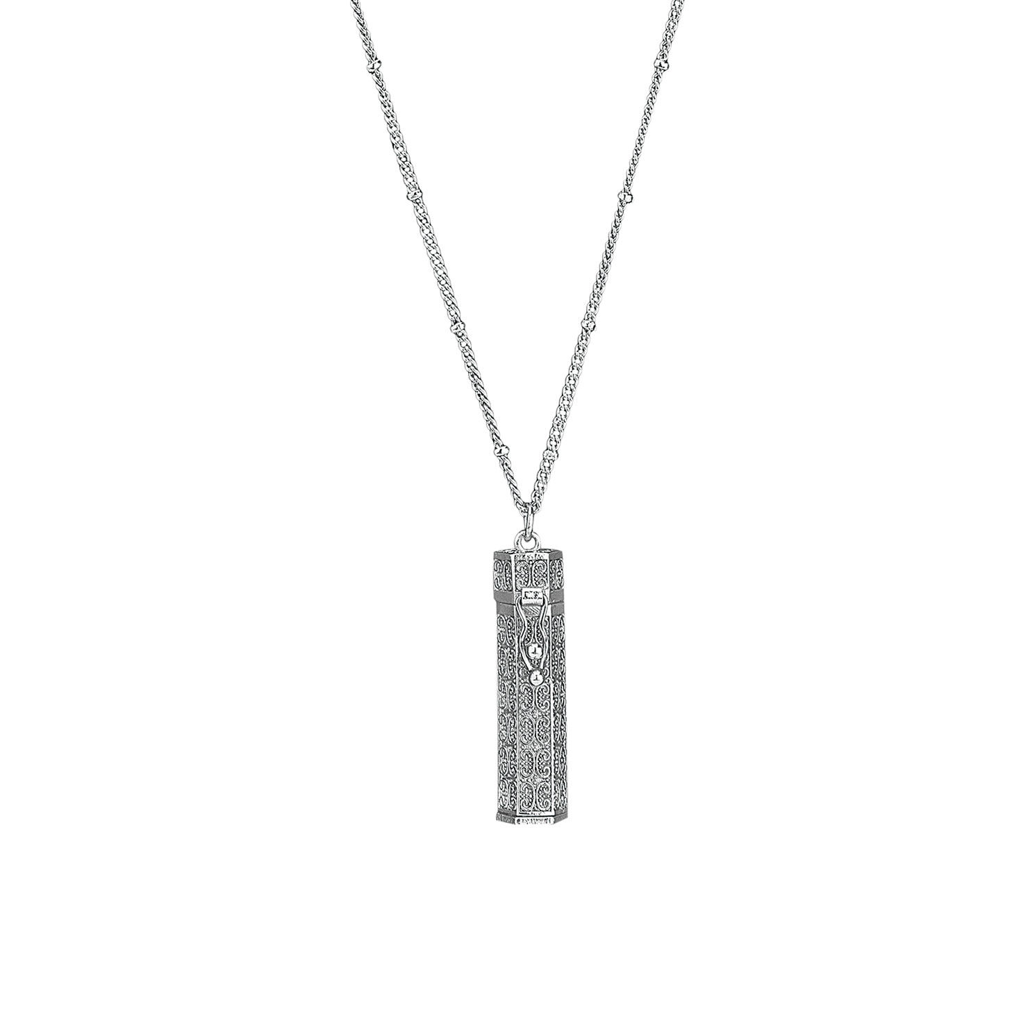 Prayer Keeper Pendant Necklace in Silver Metal Front image number 1