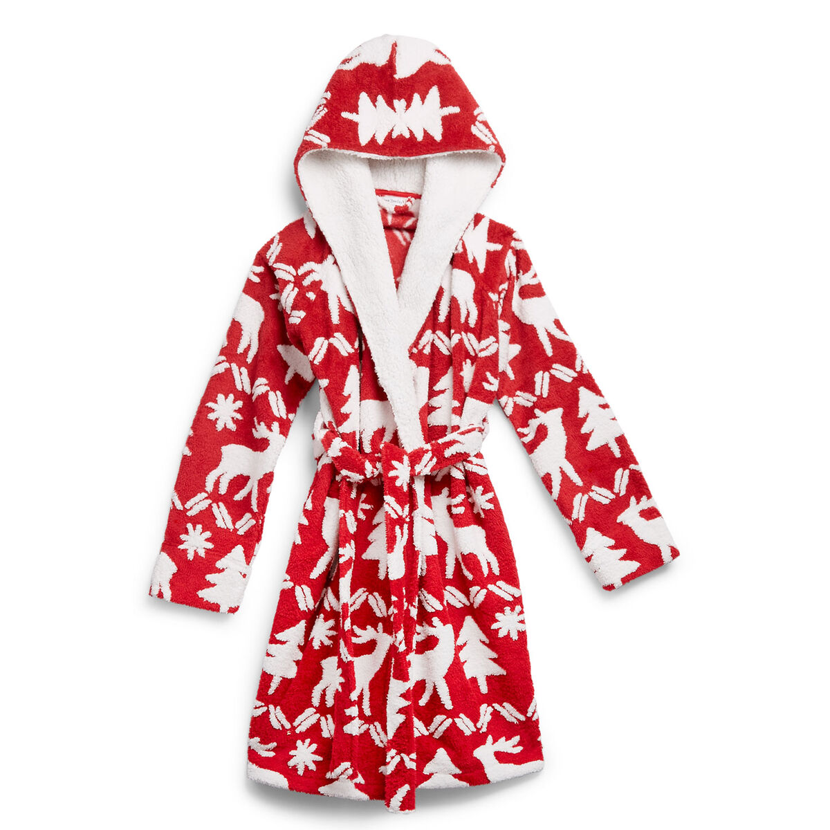 Vera Bradley Cozy Life Jacquard Fleece Robe in Reindeer Intarsia Red, Large/XLarge Sleep