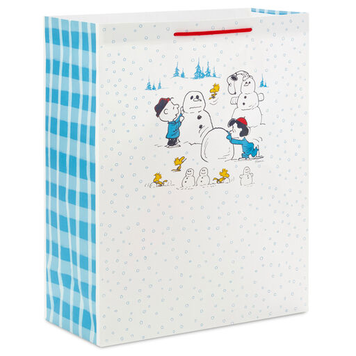 15.5" Peanuts® Gang Building Snowmen Extra-Large Christmas Gift Bag, 
