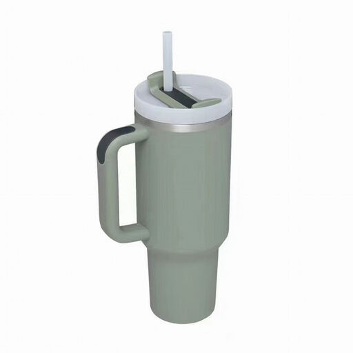 Green Insulated Stainless Steel Travel Mug With Straw, 40 oz., 