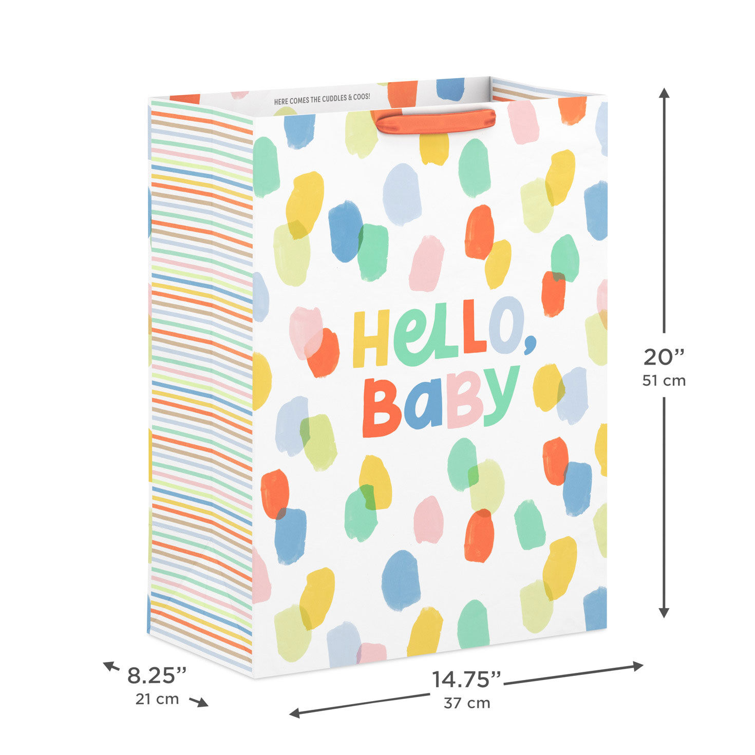 Colorful Dots Hello Baby Jumbo Gift Bag measurement image number 3